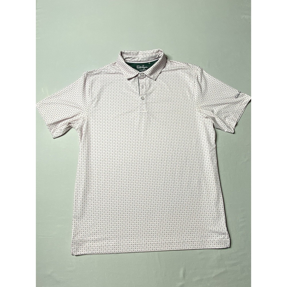 Walter Hagen 11 Golf Polo Shirt Men's Medium Pink Tee Print Stretch Performance - Picture 1 of 11